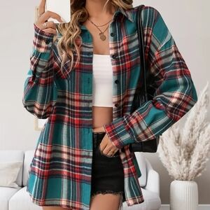 New Plaid Button-Up Shirt 3xl
